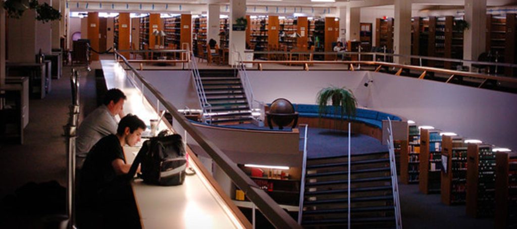 One the upper deck of the law library