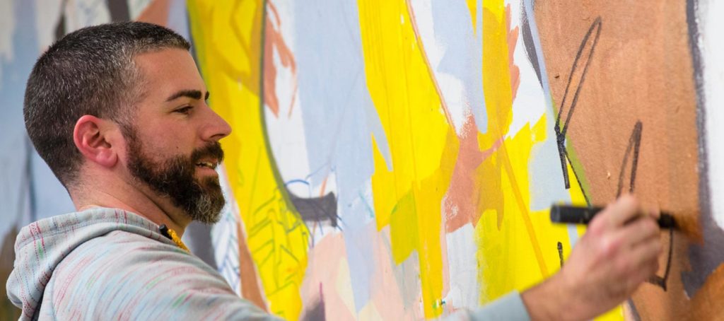 Student painting large design