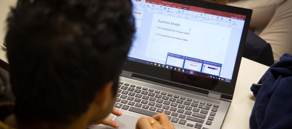 View of a student computer