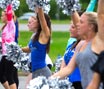 UB Cheerleader leading cheer