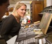 Student working at a letterpress machine