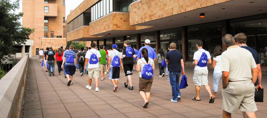 Students on orientation tour