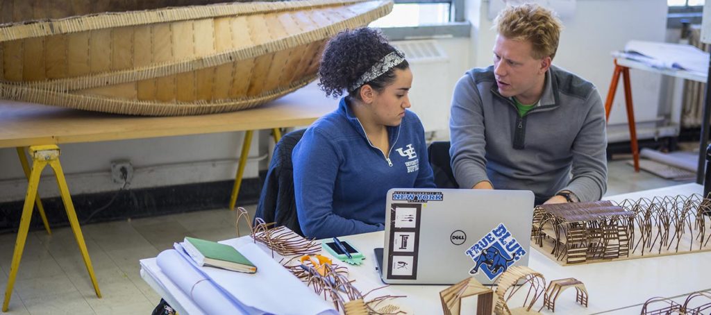 Architecture students working on a project