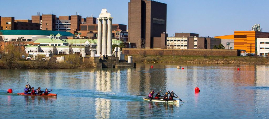 Kayakers on Lake LaSalle on UB's North Campus