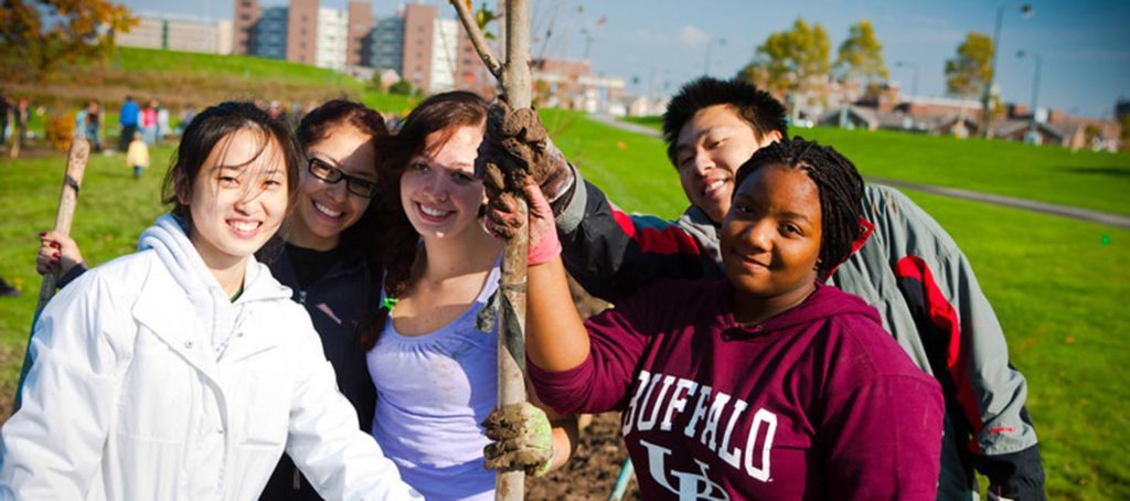 Students planting trees