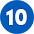 Blue circle with number ten inside in white.